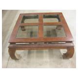 38"x38"x18" Square Coffee Table w/ 4 Glass Panels