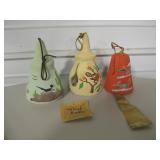 Lot Of 3 SW Painted Ceramic Hanging Bells Lot Of 3 SW Painted Ceramic Hanging Bells