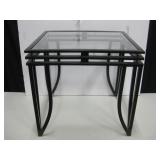 Metal End Table w/ Glass Insert Top