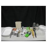 LOt Of Kitchenware - Glass Dishes, Utensils, etc..