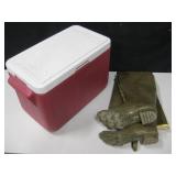 Coleman Poly Cooler & LaCrosse Rubber Boots