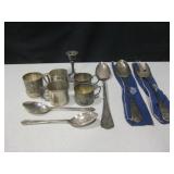 Silver Plate Cups, Candle Holder & Serving Spoons Silver Plate Cups, Candle Holder & Serving Spoons