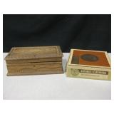Wood Trinket Box & Vtg Paper Cigar Box Wood Trinket Box & Vtg Paper Cigar Box