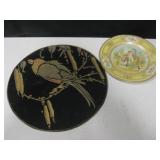 Antique Bird Fabric Wall Decor & 10" Newton Plate Antique Bird Fabric Wall Decor & 10" Newton Plate