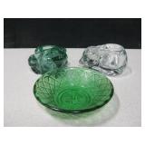 Glass Frog, Glass Cat & Virgo Glass Bowl