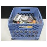 Plastic Milk Crate w/ Assorted Cassette Tapes Plastic Milk Crate w/ Assorted Cassette Tapes
