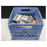 Plastic Milk Crate w/ Assorted Cassette Tapes