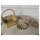 Lot Of Woven Baskets - 17" Tallest w/ Handle Lot Of Woven Baskets - 17" Tallest w/ Handle