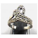 VTG Sterling Silver/Marcasite Ring Size 8.25