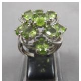 Sterling Silver & Peridot Ring Size 8