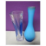 French Blue Crystal & Glass Bud Vases
