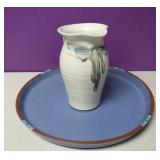 Dansk Blue Mesa Platter & Stoneware Pitcher