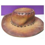 Handmade Leather Hat Size 7 Needs Restitch