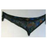 Large Hand Beaded Silk Blend Scarf