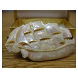 VTG Carved MOP Clipper Ship Brooch