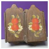 2 VTG Painted Wood Kitchen Matchbox Holders