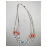 NA Liquid Silver/Shell/Turquoise Necklace