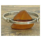 Sterling/Amber Modernist Bracelet
