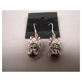Nepalese Sterling Silver & Garnet Earrings
