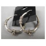 VTG Nepalese Sterling Silver Hoop Earrings