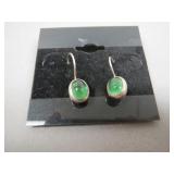 Sterling Silver & Green Glass Earrings