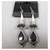 Nepalese Sterling Silver/Onyx Earrings