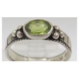 Sterling Silver & Peridot Ring Size 8