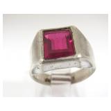 VTG Sterling Silver & Ruby Ring Size 5