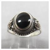 VTG Sterling Silver/Onyx Ring Size 7
