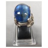 Lg Blue Spinel Cabochon Sterling Silver Ring
