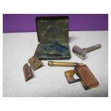 Antique Gillette Silver & Gold Razors 1 W/ Case