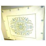 Vtg 1971 Cross Stitch Flower Bulb Cotton Quilt