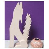 13.5" Wood Coyote. 3" SW Pottery Pot