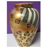12" Tall Animal Print Painted Vase
