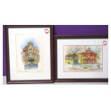 Lot Of 2 Signed 10"x13" Watercolor Paintings