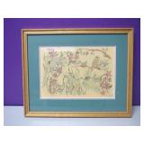 Original Bird Colored Pencil Art Signed 17"x14"