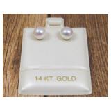 Vintage 14KT Gold & Pearl Stud Earrings