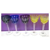 Vtg German Cut To Clear Crystal Glasses