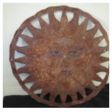 Vtg Rusty Crusty Sun Face Outdoor Decor 23.5" Dia.