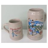 Pair of German Beer Steins (Largest is 8" Tall)