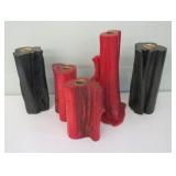 5 Cedar Candle Holders