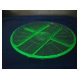 Uranium Depression Glass Aurora Segmented Plate