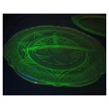 Uranium Depression Glass Royal Lace/Cameo Pattern