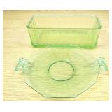 Uranium Depression Glass Loaf Pan Etc