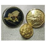 Seebees Pin & 2 Military Buttons