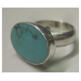 Sterling Silver & Turquoise Adjustable Ring