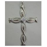 Lg Sterling Silver Native American Cross Necklace