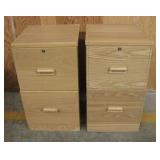 2 - 2 Drawer Wood File Cabinets - No Keys