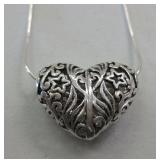 Sterling Silver 3D Heart Necklace