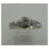 Sterling Silver Diamond Engagement Ring